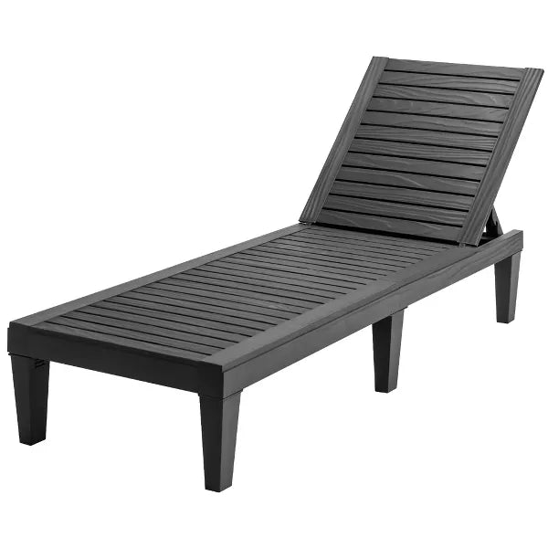 Patio Lounge Chair Chaise Recliner Weather Resistant Adjustable Black