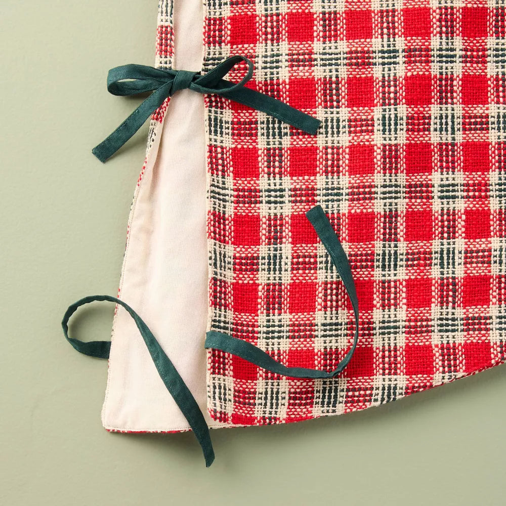 Plaid Chunky Woven Tree Skirt Vintage Red final cut