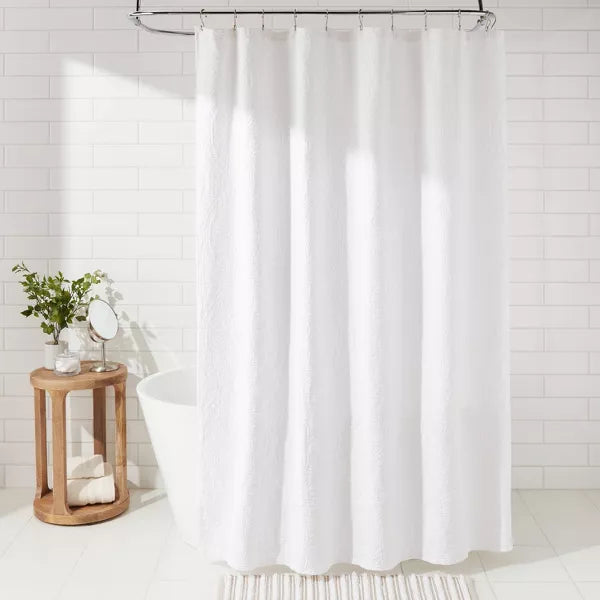 Matelasse Medallion Shower Curtain White