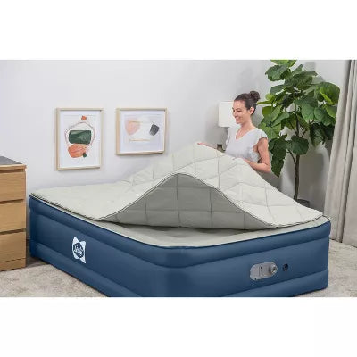 AlwayzAire Tough Guard Duvet Top Air Mattress Queen with Built-in Dual Pump