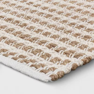 Color Block Braided Outdoor Area Rug Ivory - 5'x7'