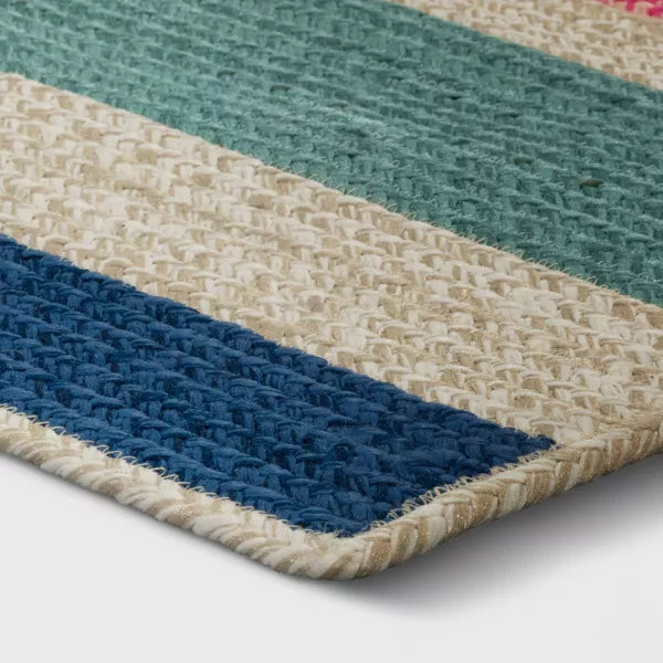 Striped Rectangular Braided Outdoor Rug