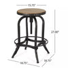 2pc Farmdale Industrial Firwood Adjustable Height Swivel Counter Height Barstools Antique Natural/Pewter - Wrought-Iron Frame