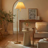 Pleated Shade Metal Floor Lamp Cream/Brass - Curved Brass Body, Empire Shade