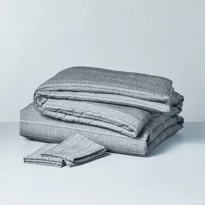 3pc Pickstich Stripe Comforter Bedding Set - King