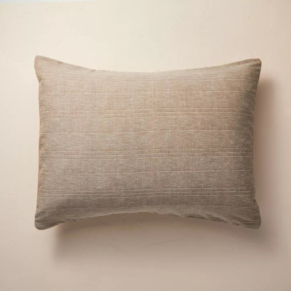 3pc Heathered Stripe Comforter Bedding Set Brown - King