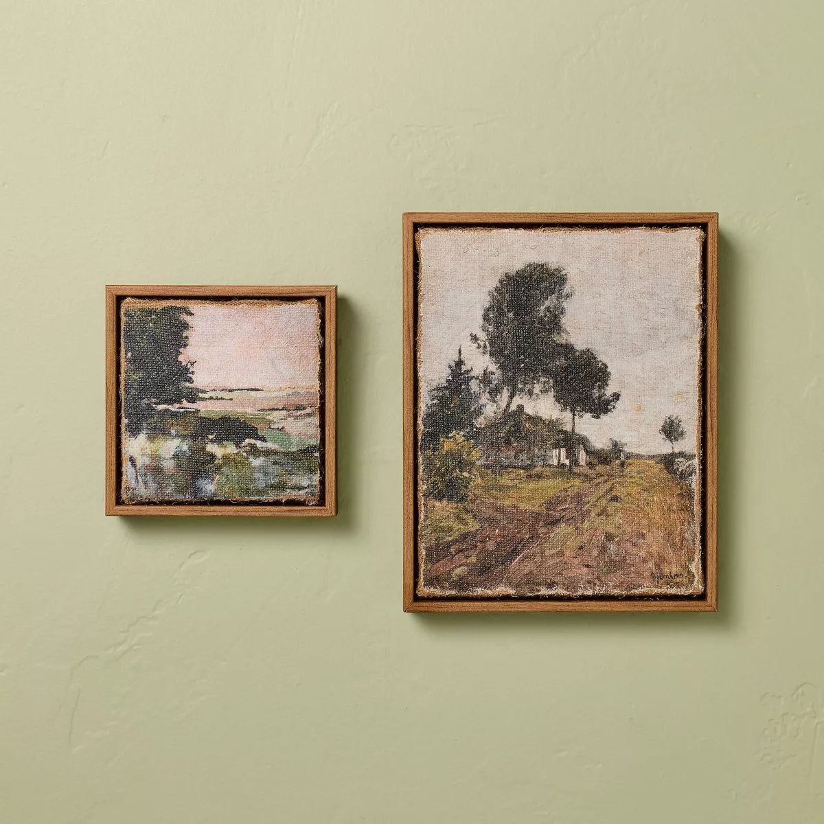 1pc 5.5" x 5.5" Landscape Burlap Wall Art SHOWROOM ITEM