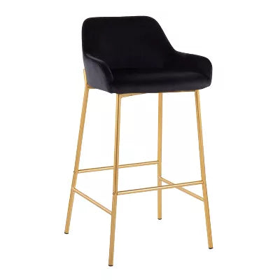Set of 2 Daniella Metal/Velvet Barstools