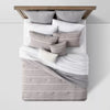 12pc Chambray Matelasse Stripe Comforter & Sheet Bedding Set Gray - King