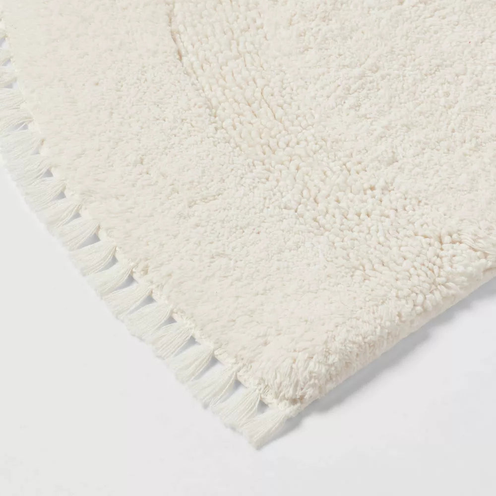 18"x32" Plush Half Moon Bath Rug Cream