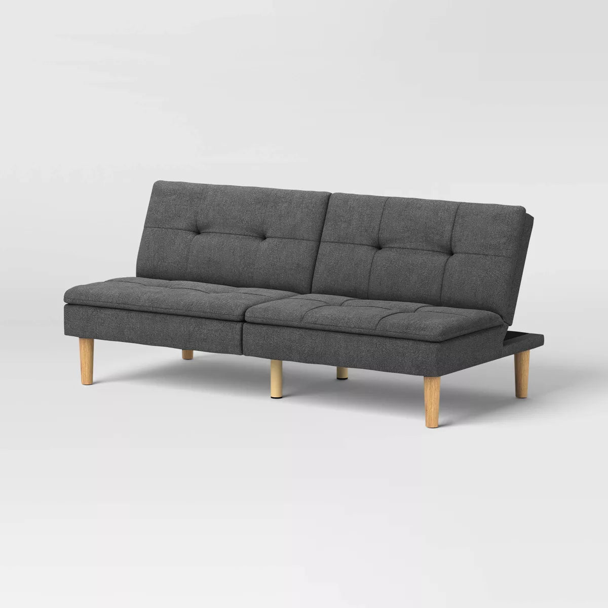 69" Tufted Dorm Futon Sofa - Dark Gray SHOWROOM ITEM