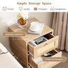 1/2 PCS Rattan Nightstand Boho Accent Bedside Table with 2 Storage Drawers Natural