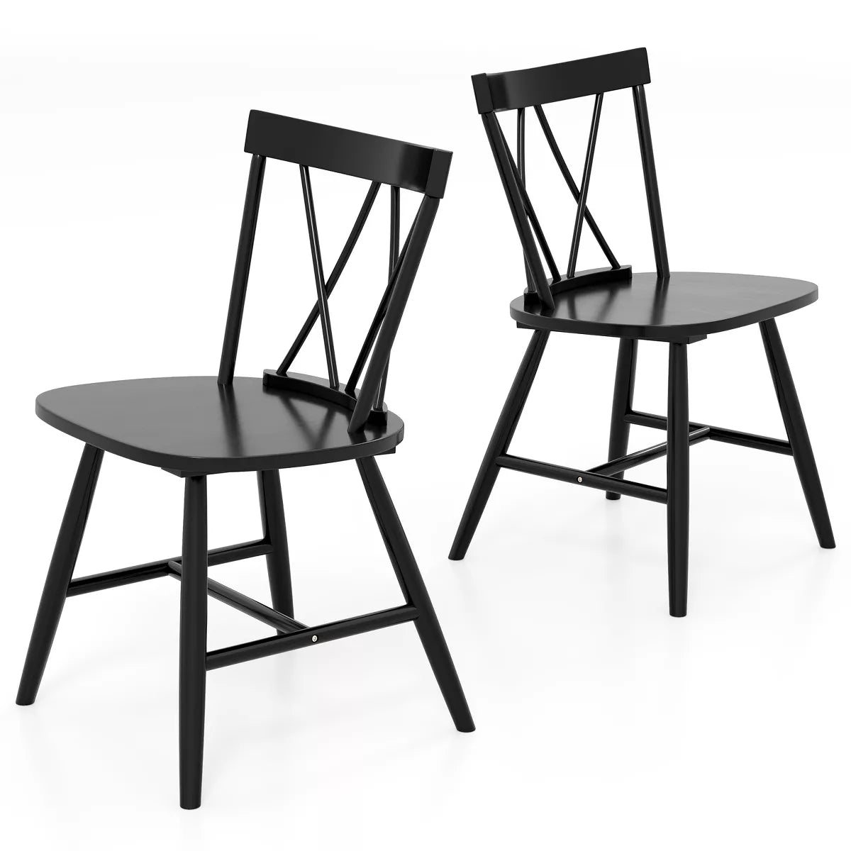 2-Pieces Dining Chairs Farmhouse Kitchen Chair with Rubber Wood Frame