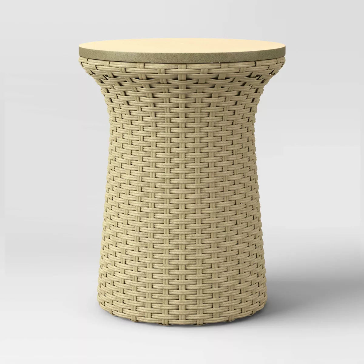 Wicker Storage Patio Accent Table Tan SHOWROOM ITEM