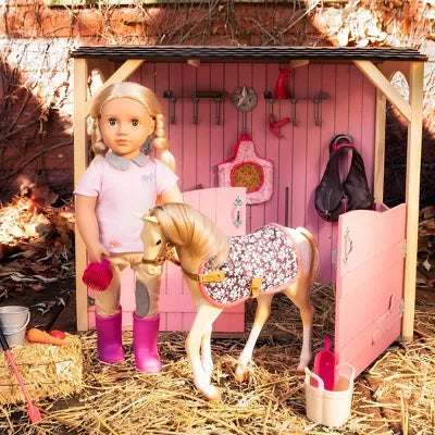 Horse Barn Playset for Dolls Saddle Up Stables Pink – Salvage