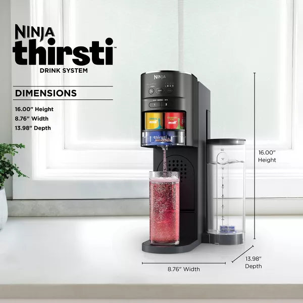 Thirsti Drink System Black: Stainless Steel & Plastic