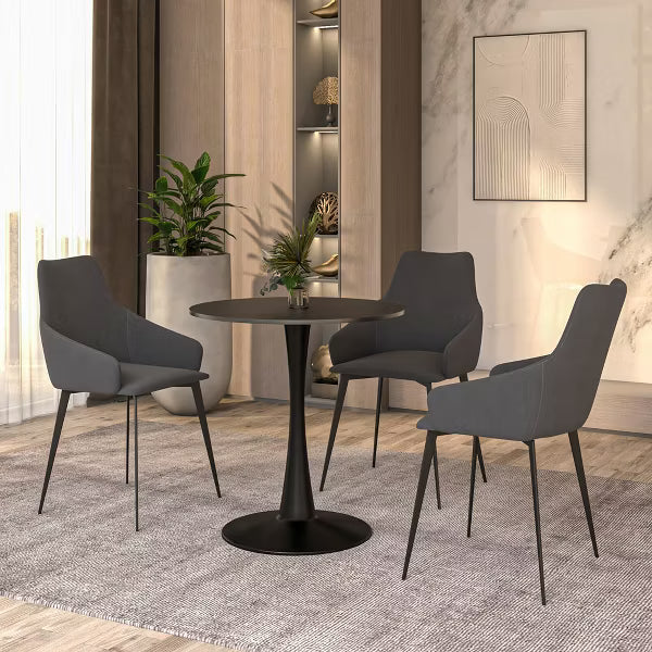 Bristol Round Dining Table Sturdy Steel Black Pedestal Base