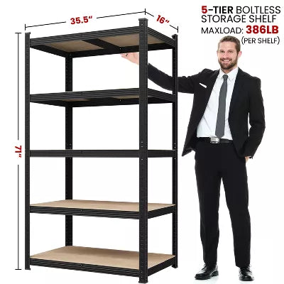 5-Tier Metal Storage Rack 5 Adjustable Shelves Boltless Shelving