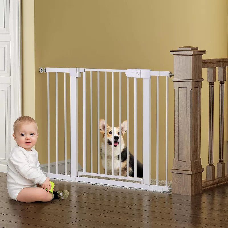 Baby Gate for Stair and Doorway,with Extenders and Pressure/Hardware Mounting Kit