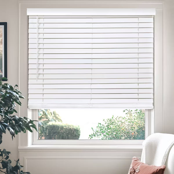 Light Filtering Faux Wood Blind Basic White