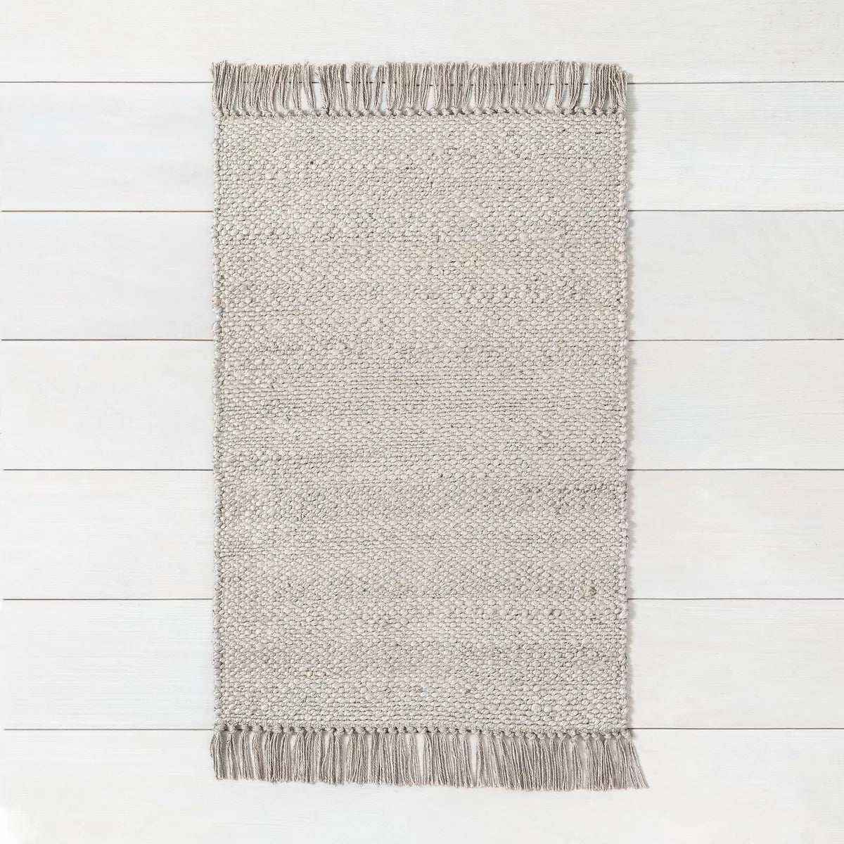 Bleached Jute Fringe Rug 3x5 SHOWROOM ITEM