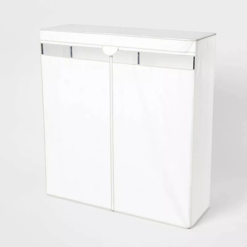 Covered Storage Closet White - Portable Garment Rack