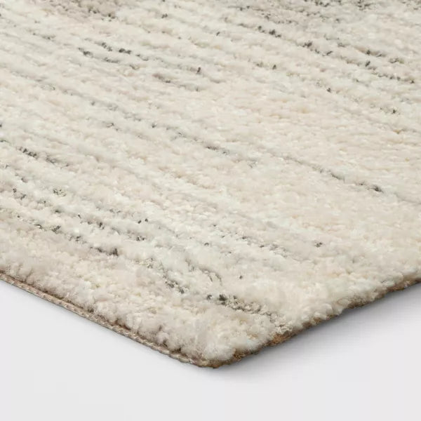 Modern Lines Plush Area Rug Cream 5'x7'