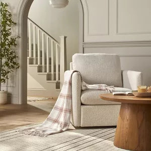 Boucle Upholstered Swivel Arm Chair