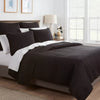 King Washed Cotton Sateen Quilt Black - OEKO-TEX Certified, Midweight, All Ages