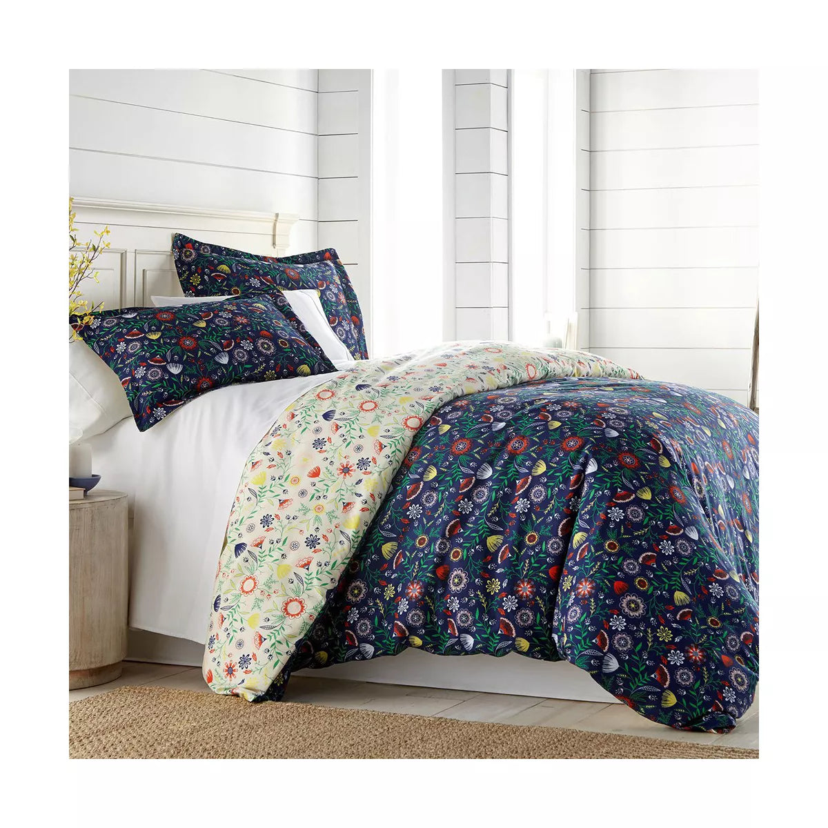 Boho Bloom Oversized Reversible Comforter Set - Twin/Twin XL