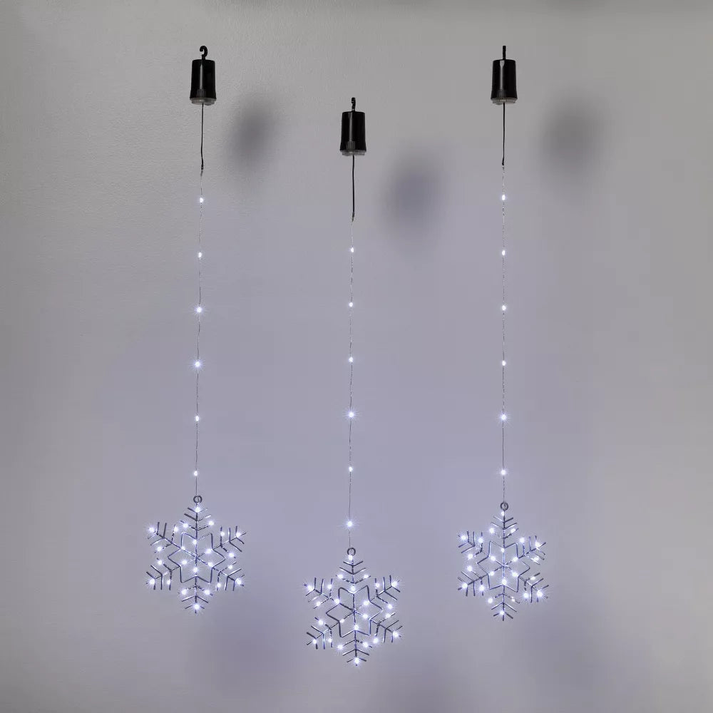 3pk Battery Operated LED Hanging Metal Snowflake Christmas Lights, final cut