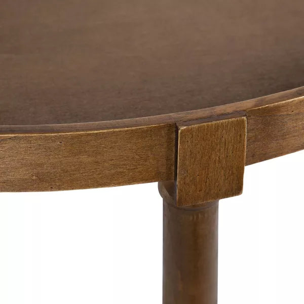 Bellport Half Circle Wood Console Table, Rustic Brown