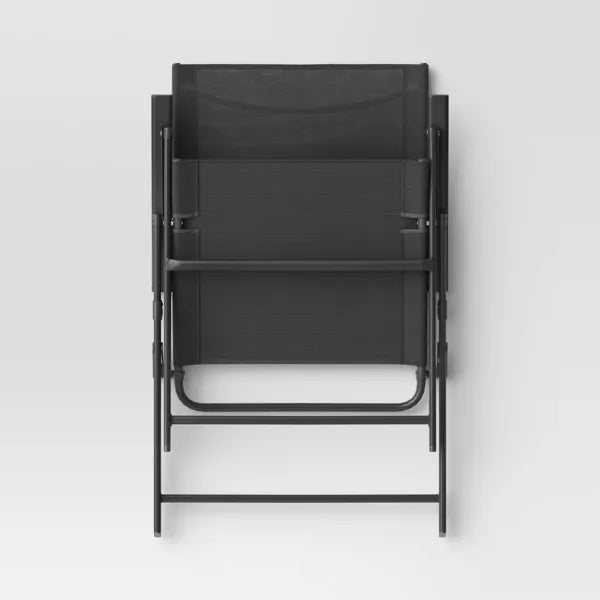 Sling Folding Chair - Black - Weather-Resistant, No Assembly, Metal Frame