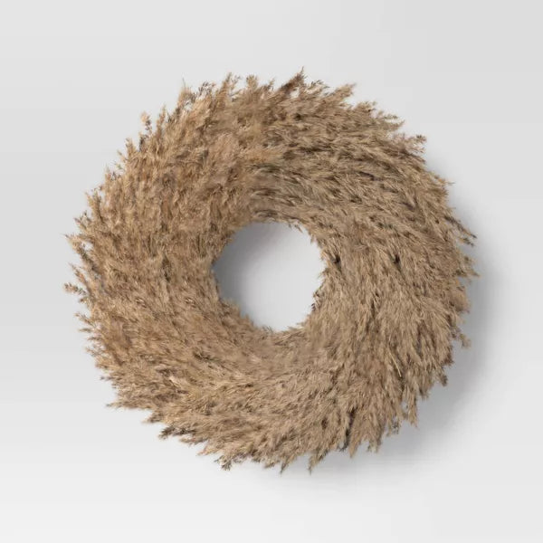 Pampas Preserved Dried Wreath Brown