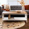 Two-Tone Distressed Wood Transitional Coffee Table