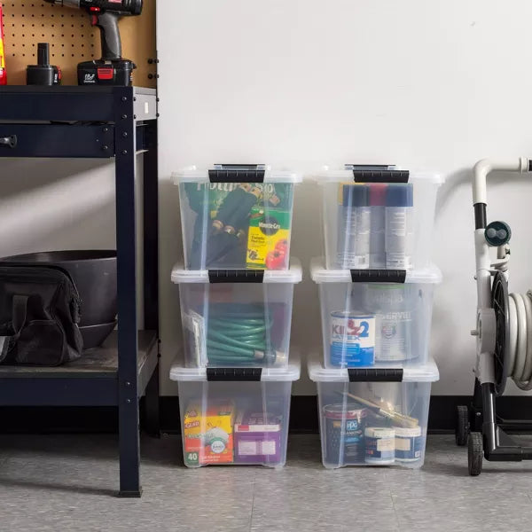 Storage Bin with Lid and Secure Latching Buckles