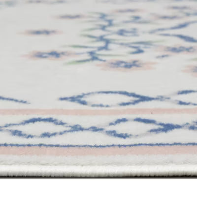 4'x6' Lattice Border Floral Woven Area Rug Cream