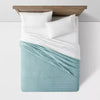Lofty Velvet Quilt Light Teal Blue OEKO-TEX Certified, Machine Washable, Polyester Fill - Full/Queen