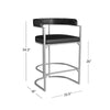 Cannonwood Half Moon Shape Metal Upholstered Back Counter Height Barstool Silver: Faux Leather