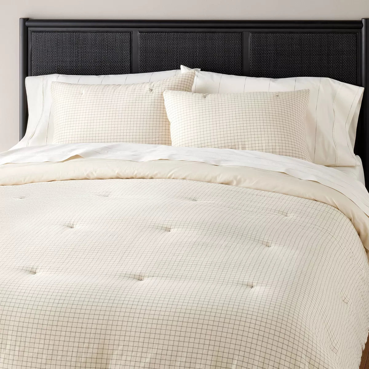3pc Mini Grid Stitch Comforter Bedding Set -  Full/Queen