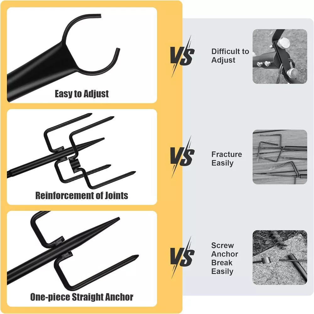 2-Pack Black Metal Light Poles w/ Hooks