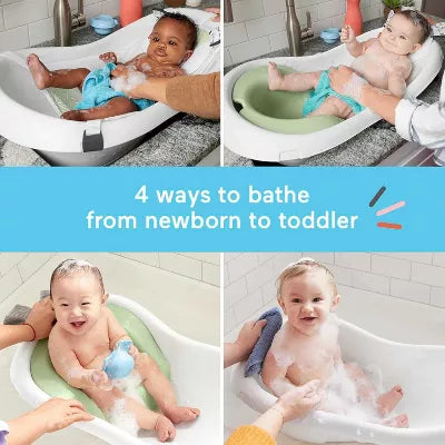Baby to Toddler Bath 4-in-1 Sling ‘n Seat Tub with Removable Infant Support and 2 Toys, Puppy Perfection
