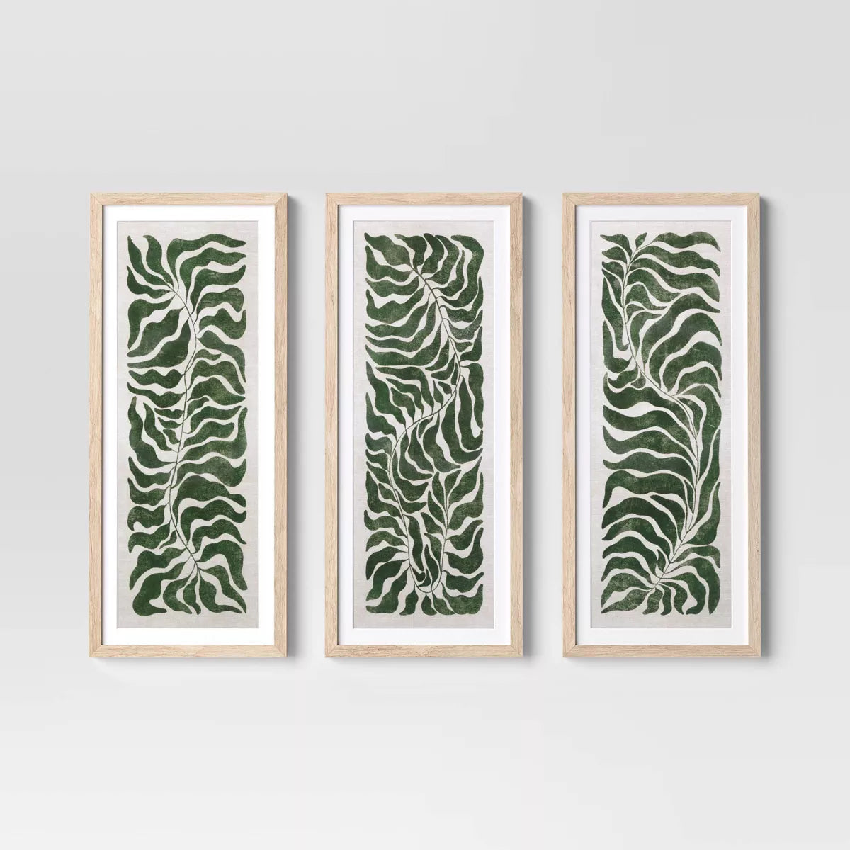 (Set of 3) Modern Seaweed Framed Arts Naturals