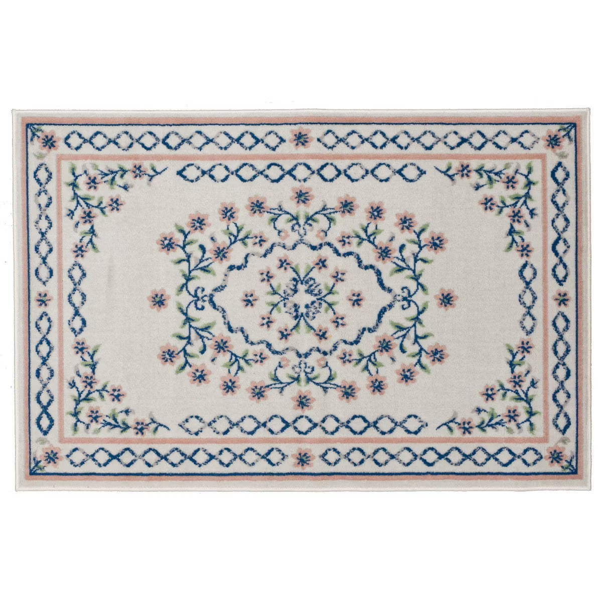 Lattice Border Floral Woven Area Rug Cream 4'x6'