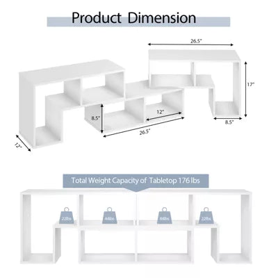3 Pcs TV Stand for TV's Console Entertainment Center Bookcase Shelves Wood