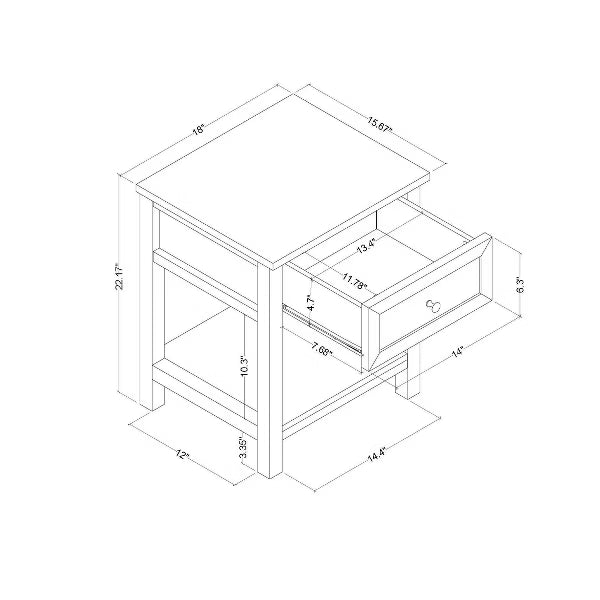 Traditional Side Table with Storage Drawer Classic White