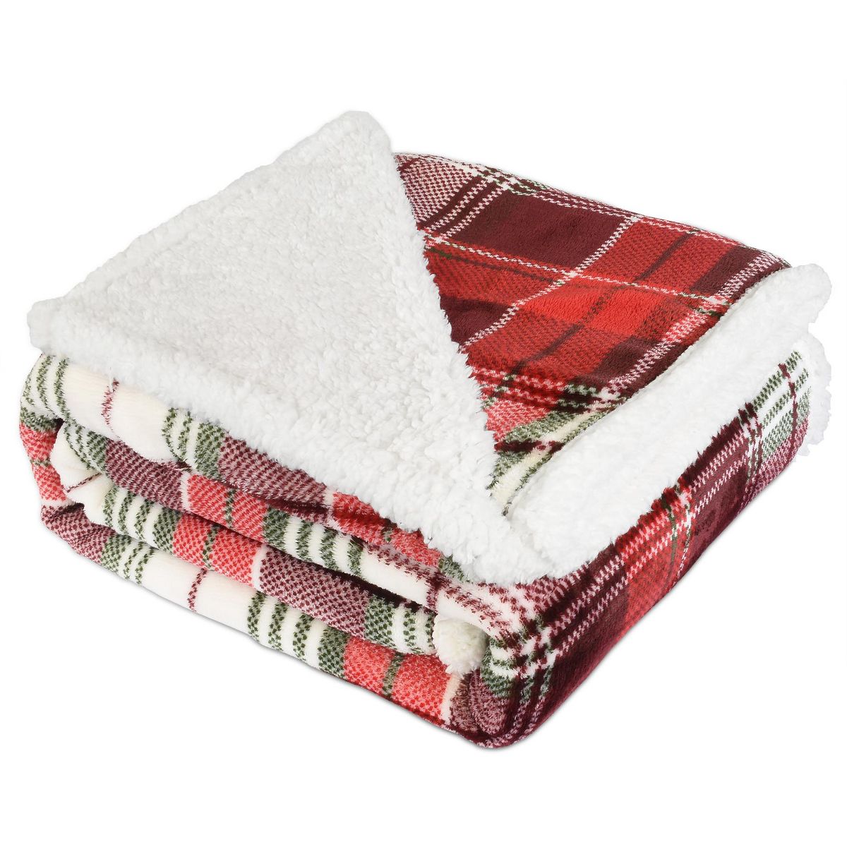 Catalonia Plaid Fleece Throw Blanket - Red Plaid SHOWROOM ITEM