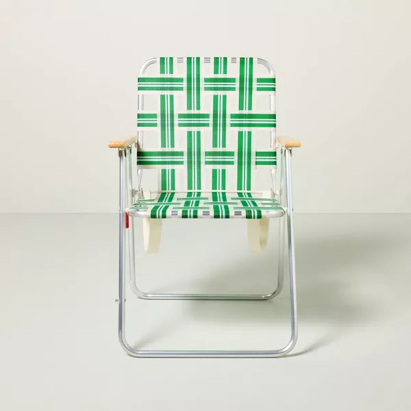 Folding Lawn Chair - Cream/Light Blue/Green