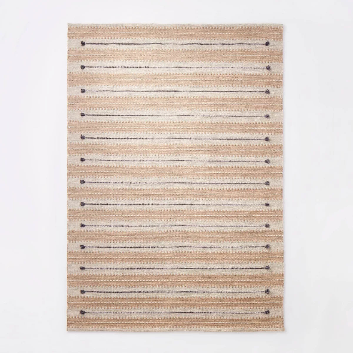 Striped/Clipped Yarn Rug Beige
