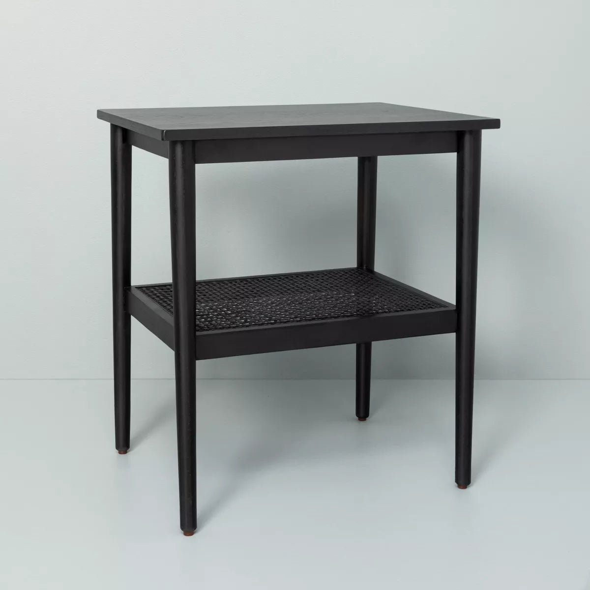 Wood & Cane Accent Side Table